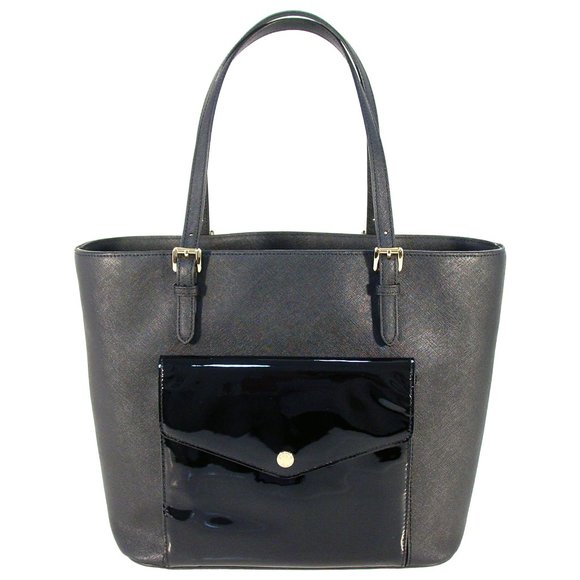 MICHAEL KORS Jet Set Patent Pocket Saffiano Tote - Picture 1 of 10